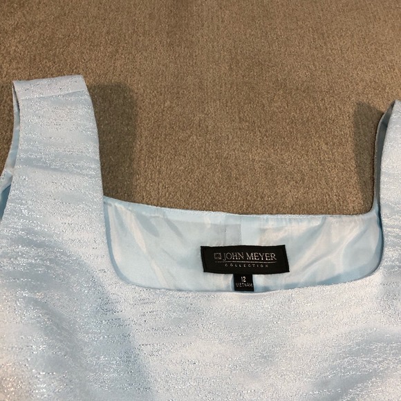 John Meyer Womens Dress 12 Blue Sleeveless Shift Pockets Back Slit Side Zip - Picture 2 of 11